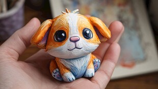 手绘可爱小狗摆件