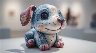 可爱手绘风小狗陶瓷摆件