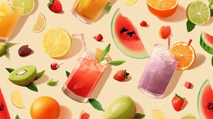 缤纷果汁与鲜果的夏日盛宴