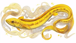 梦幻金色游鱼插画