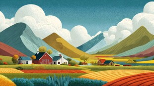 乡村田园多彩风光图景