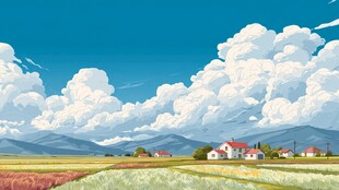 田园风光下的宁静乡村