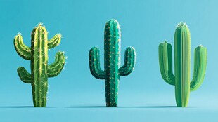 三只立体风仙人掌展示