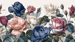 多彩玫瑰花卉图案设计