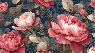 复古风玫瑰花卉图案