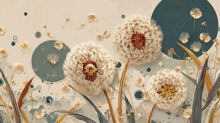 梦幻蒲公英插画背景图