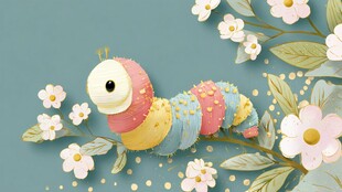 彩衣毛毛虫与繁花相伴