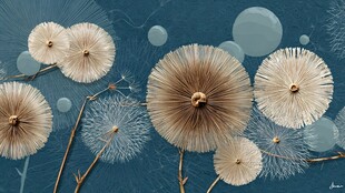 梦幻蓝背景下的蒲公英绽放