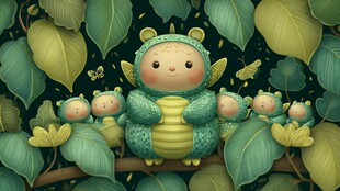 森林中的可爱昆虫小精灵