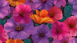 缤纷多彩花卉无缝图案