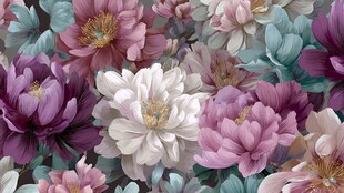 多彩花卉图案艺术插画