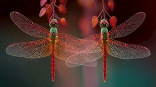 双生红蜻蜓与红叶美景