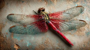 红蜻蜓特写 精致翅膀与身躯