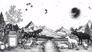 梦幻山林动物奇幻景象