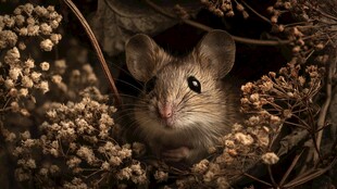 藏于花丛中的可爱小老鼠