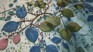 多彩叶脉装饰艺术作品