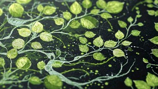 墨底绿藤叶片艺术图案