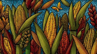 丰收景象 多彩玉米与作物