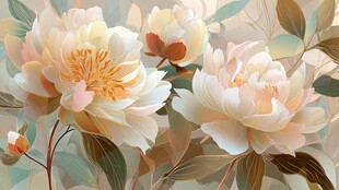 淡雅柔美盛开的芍药花卉