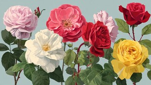 多彩玫瑰绽放美丽姿态