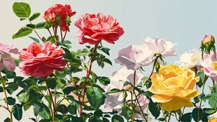 多彩玫瑰花绽放美景