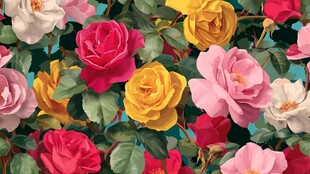 多彩玫瑰绽放美丽花卉世界