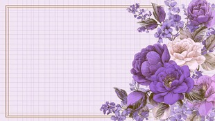 紫色花卉边框网格背景图