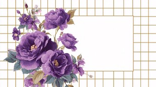 紫色花卉边框装饰图案