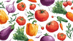 水彩绘多彩蔬菜图案