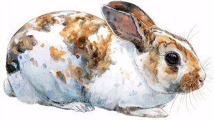 水彩绘可爱斑点小兔子