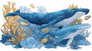 海洋蓝鲸与多彩海底生物