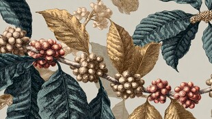 复古风咖啡枝叶装饰图案