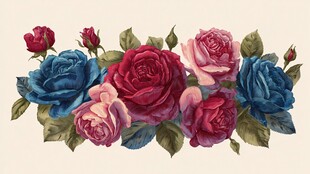 复古风多彩玫瑰花饰