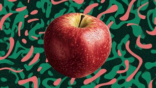 红苹果于多彩背景中