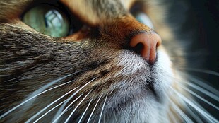 猫咪特写 绿眸与粉鼻