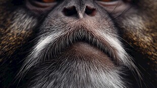 猴脸特写 浓密胡须与深邃眼神