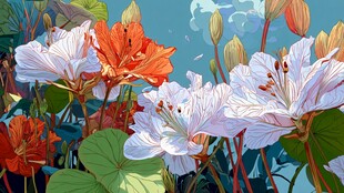 绚丽多彩的花卉插画世界