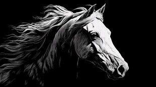 黑白骏马 飘逸鬃毛之姿