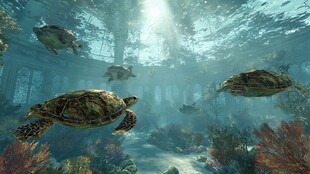 海底龟群畅游梦幻珊瑚世界