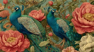 孔雀牡丹图 尽显自然之美