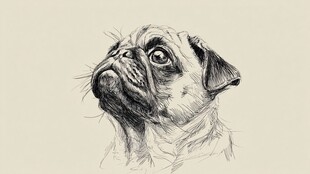 素描巴哥犬的可爱瞬间