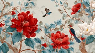 花鸟图中式花卉雅致风情