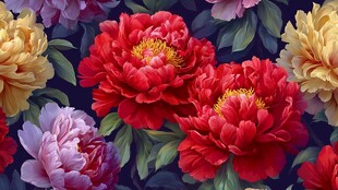 绚丽多彩牡丹花绽放