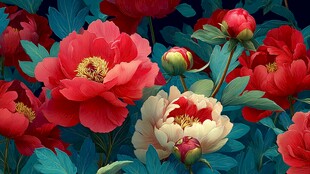 绚丽多彩的牡丹花卉景观