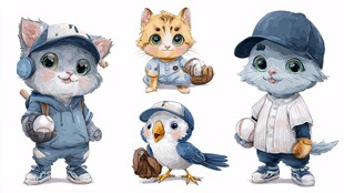 萌宠化身棒球小能手