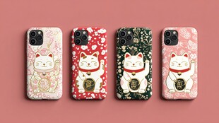 招财猫图案手机壳展示
