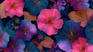 梦幻多彩花卉图案背景