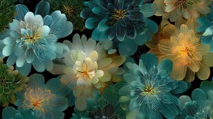 梦幻多彩花卉图案背景