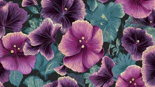 紫色花卉图案精美壁纸
