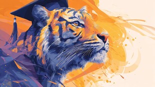 毕业虎形象 绚丽色彩画作